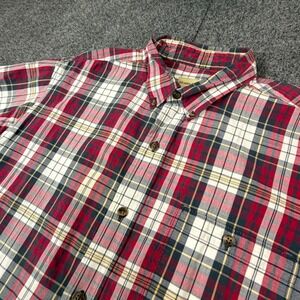 Hobbs Creek Mens Large Short Sleeve Plaid Button Down Shirt Red White Blue L